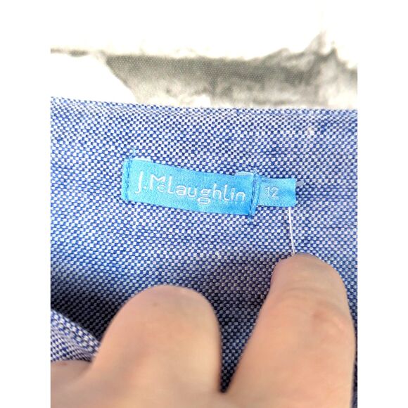 J. McLAUGHLIN "Leah Dress" Linen-Blend Chambray Midi Dress Classic Size 12 NWT - Picture 7 of 9